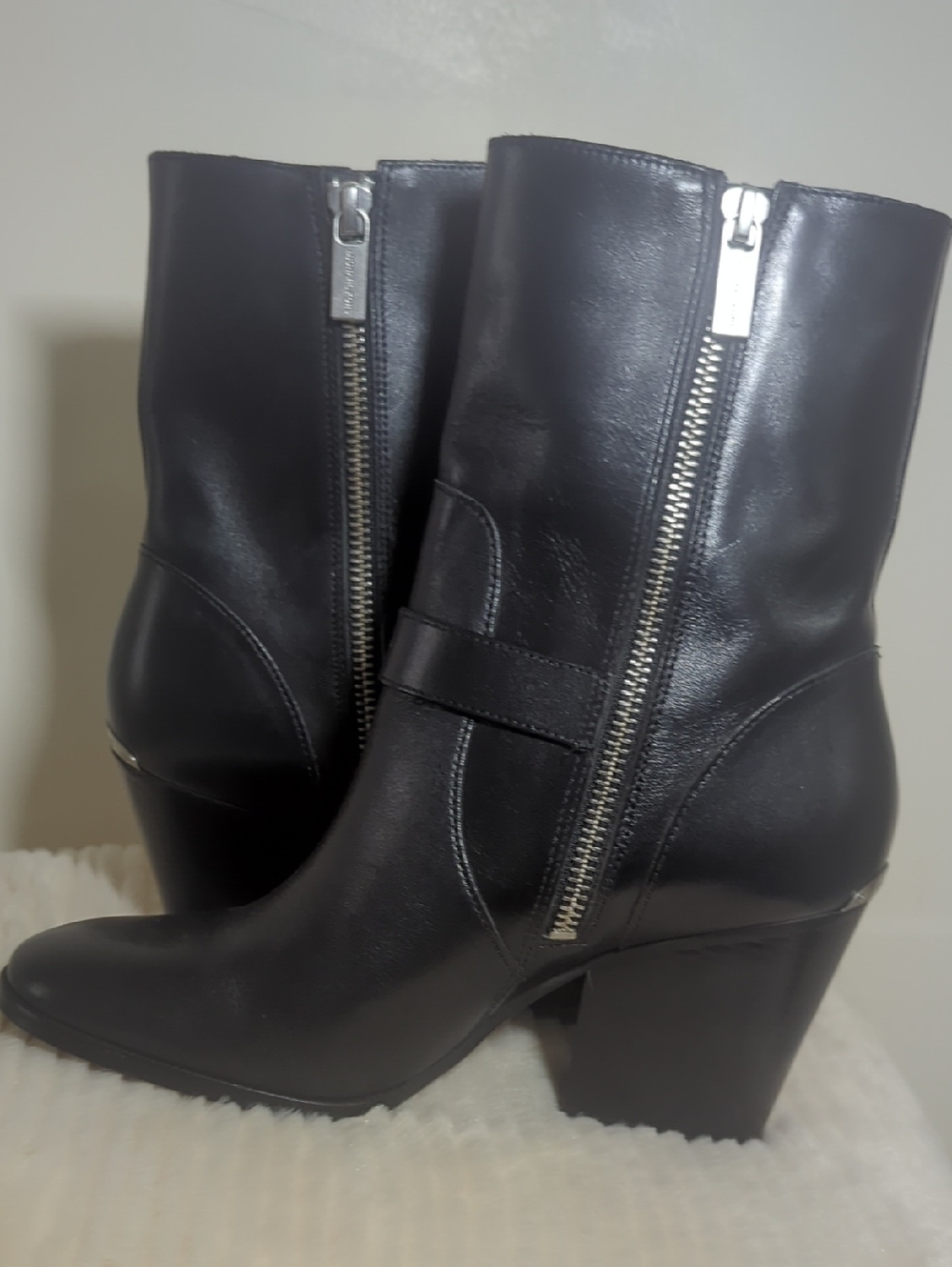 Michael Kors. Black Leather Buckle Ankle Boots - - Picture 13 of 14